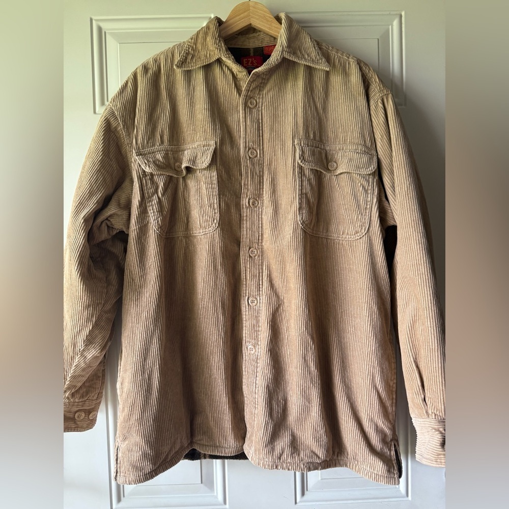 EZ’s Haggar Men’s Corduroy Fleece Lined Button Shirt Shacket Cabincore
